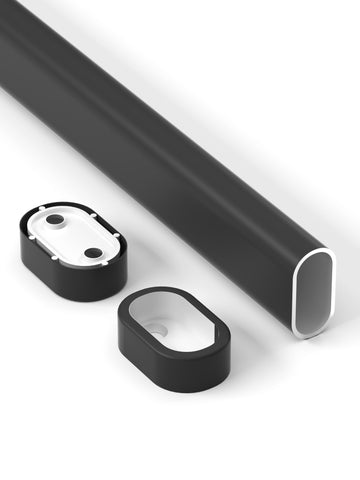 Oval Shape Closet Rod & End Support (Black) - 9.85 ft