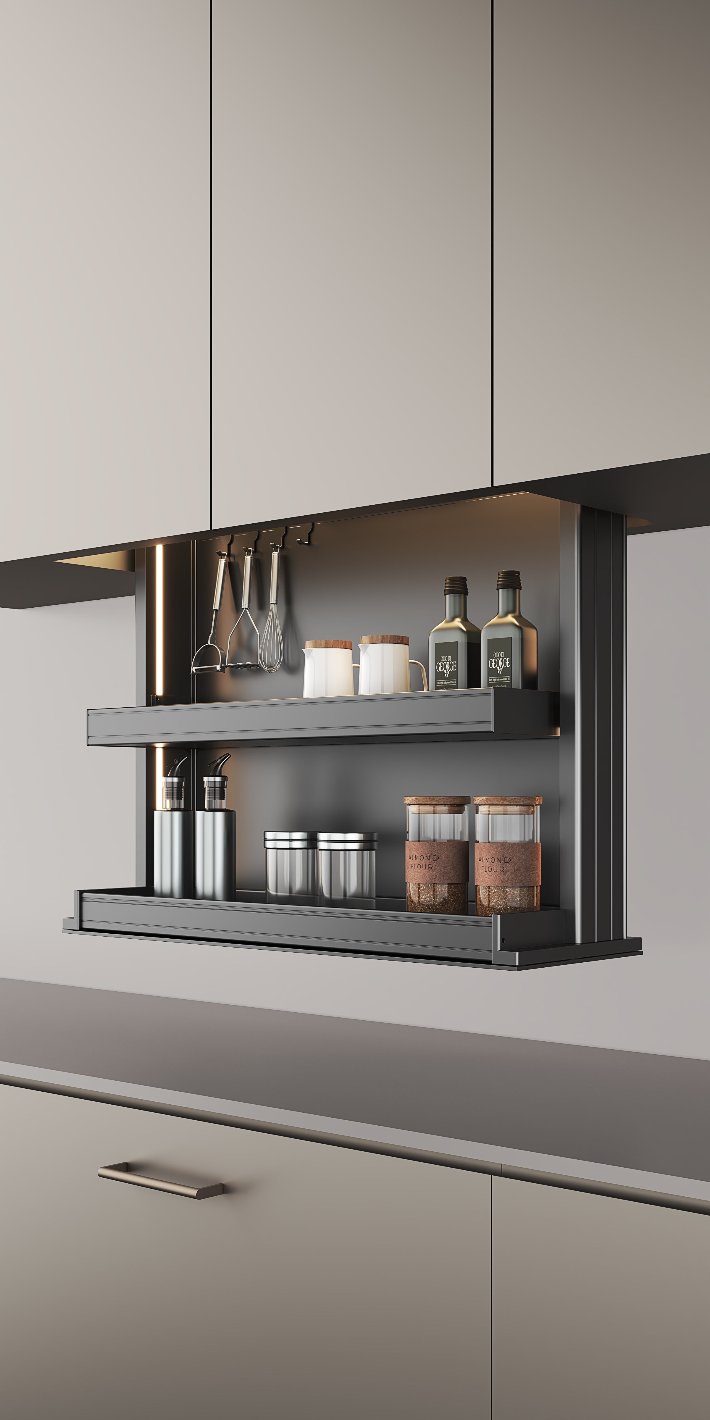 Smart Kitchen Elevator, 2 Layer, Touch With Led Light